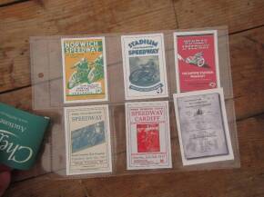 6no. Speedway cards of 1930s of Norwich, Southampton, Wembley, Plymouth, Cardiff, Wolverhampton