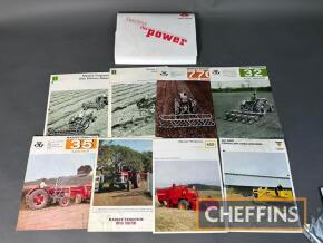 Massey Ferguson, qty of agricultural tractor and machinery sales leaflets to inc' uncommon 165 multi-page leaflet etc in Massey Ferguson branded folder