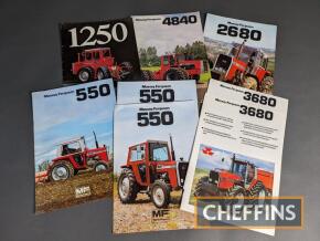 Massey Ferguson tractor brochures to inc. 1250, 4840, 550, 2680 etc, t/w Massey Ferguson tractor instructions and data sheets