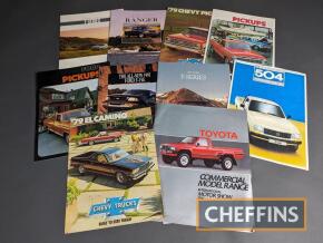 Qty pickup truck brochures to include Ford (USA) F150, Chevy El Camino, Toyota Hilux etc