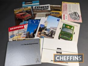 Qty commercial vehicle brochures to inc. Leyland, Commer, Chevy, Peugeot etc