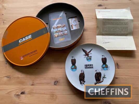 Case IH commemorative plate with presentation box and letter