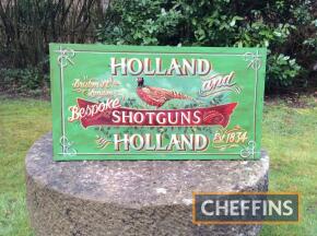 Holland & Holland shotgun stand exhibit sign, highly decorated