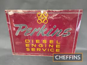 Perkins Diesel Engine Service box sign glass panel. An original panel from the box sign, previously hung on Lincoln Road, Peterborough