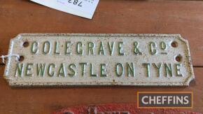 Colegrave & Co, Newcastle upon Tyne, 10 x 3ins