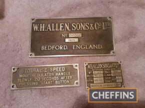 W H Allen of Bedford brass name plates