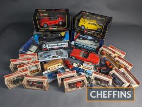 Qty model cars and trucks of various scales to inc. Lamborghini, BMW, Citroen, Eddie Stobart etc, some boxed