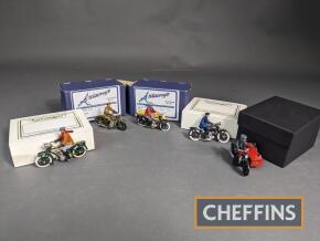 4no. Autocraft white metal model motorcycles, boxed t/w another