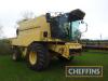 1992 NEW HOLLAND TF46 COMBINE HARVESTER. With Mercedes V8 Engine. On 30.5R32 front and 500/60-22.5 rear wheels and tyres. Fitted with 24ft self-levelling header on Mekang single axle header trailer. Reg. No. K342 NPO Serial No. 7413028 Hours: 4846 FDR: