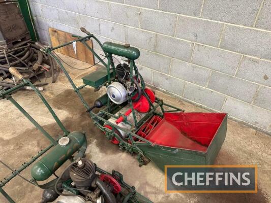 Charles H Pugh petrol cylinder mower and collecting box