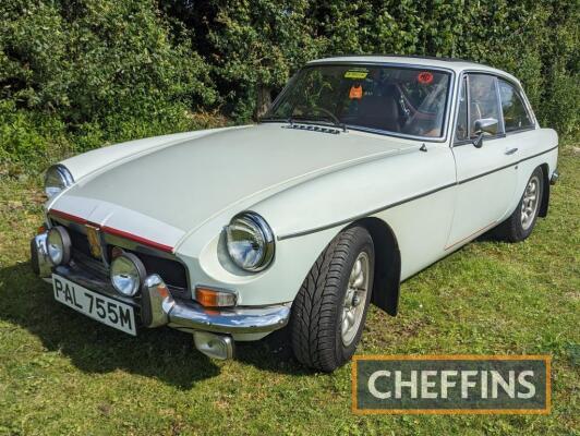 1974 MG BGT 4cylinder 1798cc petrol CAR Reg. No. PAL 755M Chassis No. GHD5 347053G Miles: 47,454 (showing) MOT: Exempt This chrome bumper MG is finished is Glacier White over biscuit seats and burgundy carpets. It features a Webasto folding sunroof, f