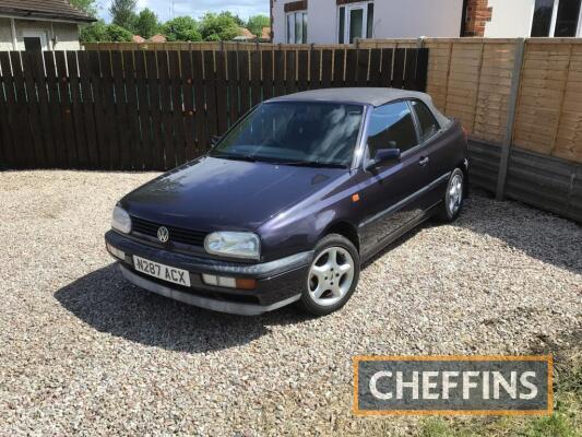 1995 VOLKWAGEN Golf Cabriolet 1781cc petrol CAR Reg. No. N287 ACX Chassis No. WVWZZZ1EZSK035897 Showing 94,000 miles and vendor reports a full MOT will have been completed by the time of the sale Estimate: £800 - £1,000