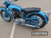 1951 TRIUMPH 6T Thunderbird 650cc MOTORCYCLE Reg. No. NAR 401 Frame No. 11646 Engine No. 11646 Miles: 97 MOT: Exempt This 6T retains its original transferable registration and has been restored to its original metallic blue paintwork. A letter in the h - 8