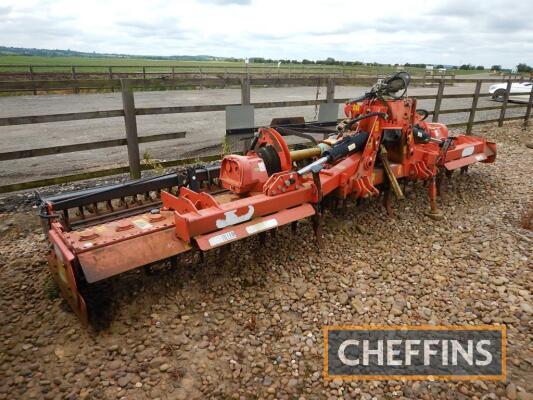 2009 Maschio Erpirce Aquila 6000 mounted hydraulic folding power harrow with wheel eradicator tines and packer roller, 6m. Serial No. 0998T0332