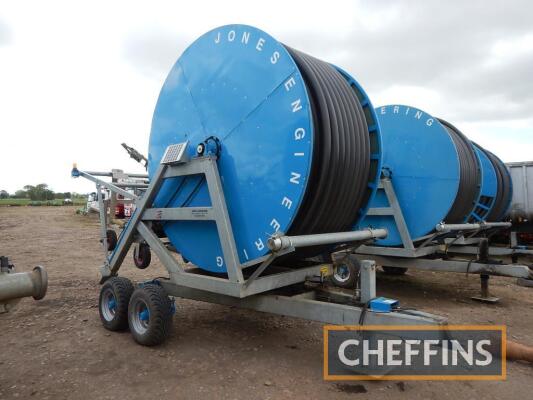 2018 Jones 110/550 tandem axle irrigation reel with rain gun complete with TEL Serial No. JEHR1339T