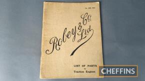 Robey & Co Ltd List No. 408/1925 - List of Parts for Traction Engines, some loose pages and graffiti