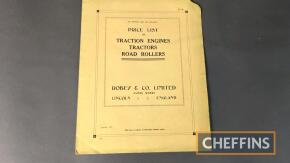 Robey & Co Ltd Lincoln List No. 34 September 1923 - Price List of Traction Engines, Tractors, Road Rollers, some damage