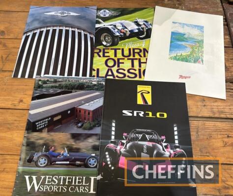 Qty sports car brochures to inc' Morgan, Westfield, Radical etc