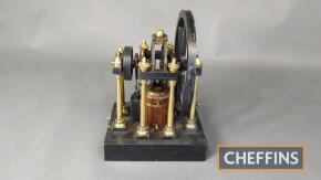 Inverted single cylinder scale model engine with plank lagged boiler, 9ins flywheel diameter