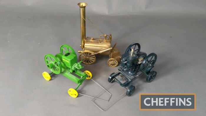 2no. diecast scale model stationary engines by ERTL, together with a brass model engine