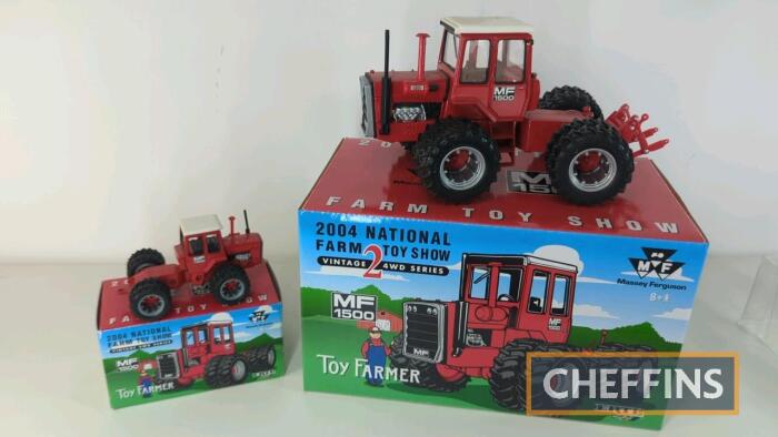 2no. Massey Ferguson 1500 models by ERTL Britains Toy Farmer, 1:32 scale and 1:64 scale, boxed