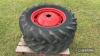 Pr. Goodyear 13.60/12.00-28 wheels and tyres with Massey Ferguson centres