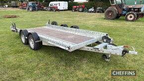 Woodford 14ftx6ft 2,500kg tandem axle car trailer with winch and ramps Serial No. 192408