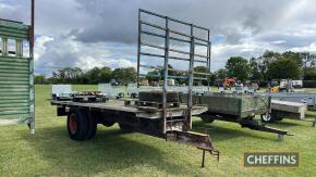 Single axle flat bed trailer, 16ft. Together with spare tyre.