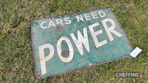 Cars Need Power enamel sign