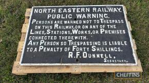 North Eastern Railway cast sign