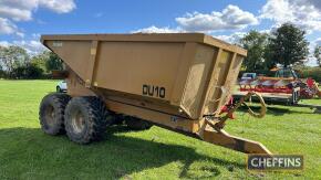 2011 Richard Western DU10 10tonne tandem axle dump trailer on 560/60R22.5 flotation wheels and tyres. Serial No. 13422