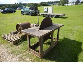 Bamfords of Uttoxeter belt driven saw bench, recently fitted with new blade