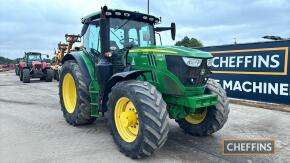 John Deere 6155R Tractor c/w 50kph, Autopowr, suspended axle, suspended cab, command pro joystick, Greenstar & Isobus ready, 3 electric valves, air trailer brakes Hours: approx 8800 Reg. No. WK69 LXD Ser. No. 1LO6155RVLR955332