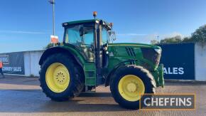 2014 John Deere 6150R Tractor c/w 50k, Auto Power transmisison, air brakes, TLS & cab suspension, autotrac ready, 4 x electric spools, heater seat, passenger seat, air con, JD 110kg chin weight, 540/65 R28 & 630/65 R38 Hours: approx 11,620 Reg. No. PO1