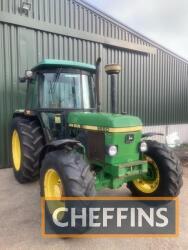 John Deere 2650 4wd Tractor power suspension, SG2 cabin, puh, front fenders, 13.6x24 fronts & 16.9x34 rears, vendor to supply registration documents Reg. No. J526 BWX