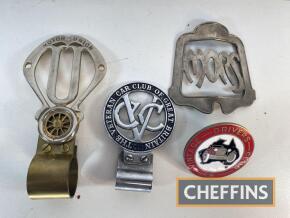 Mors Automobile radiator badge together with Motor Union badge (repro) and 2 others