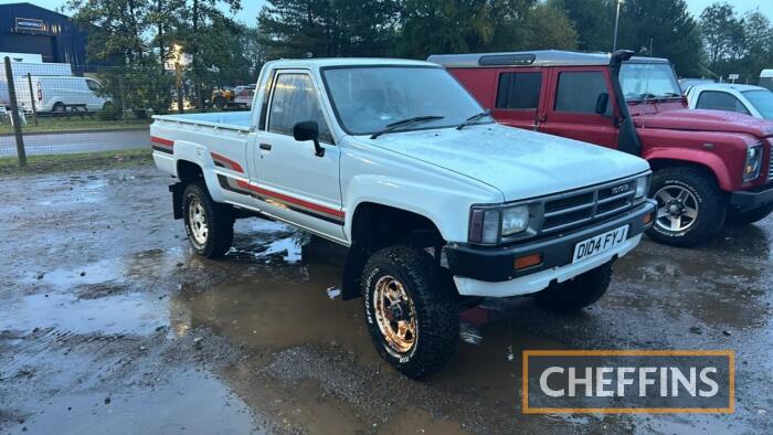 1987 TOYOTA Hilux MK.II 2.4L diesel 4x4 PICK-UP Reg. No. D104 FYJ Chassis No. SABTVR03573143030 The vendor reports this vehicle is in has been barn stored for many years and is in very original condition with original rear tub and bodywork. Chassis is rep