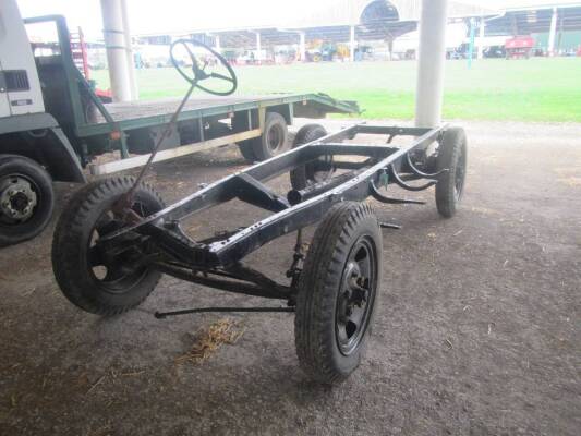 1936 Fordson wagon chassis standing on good wheels and tyres (heavy duty 6x20 8 ply Avons)
