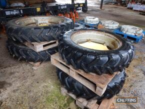 Set of 4no. 300/95R46 rear and 270/95R32 front wheels and tyres with John Deere centres (ex 6320)