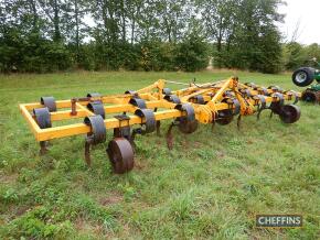 Bomford mounted hydraulic folding cultivator with metal depth wheels, 6m Serial No. 2898N