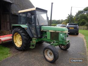 1981 JOHN DEERE 2140 Power Synchron 2wd TRACTOR Fitted with rear linkage and PUH, on BKT 420/85R34 rear and 285/50R18 front wheels and tyres. Same owner since 1983. Reg No. OFL 190X Serial No. 392841 Hours: 8,898