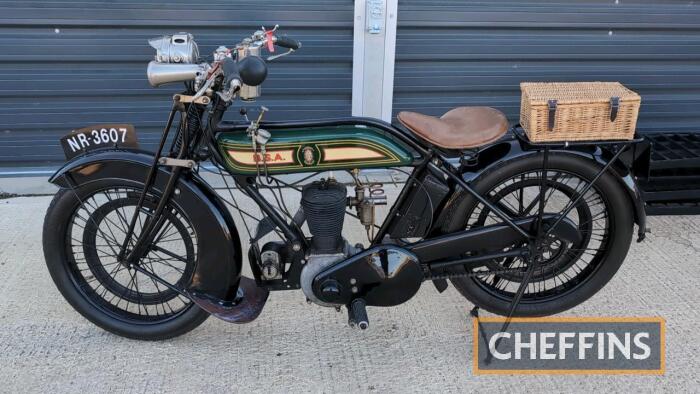 1924 BSA S24 493cc MOTORCYCLE Reg. No. NR 3607 Frame No. C2127 Engine No. 2224 Appearing to have been subject to restoration, this S24 was previously registered overseas and was registered in the UK in 1999. Fitted with the mainstay 493cc 3.5hp side-valve