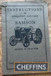 Samson tractor manual, company existed from 1900 to 1923