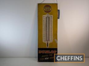 Dunlop Stock wall hanging tin sign with thermometer, 30x10ins