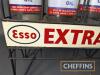 Esso Extra Motor Oil bottle stand with double sided signage, complete with 8no. correct Esso Extra glass quart bottles - 3