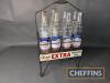 Esso Extra Motor Oil bottle stand with double sided signage, complete with 8no. correct Esso Extra glass quart bottles - 6