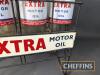 Esso Extra Motor Oil bottle stand with double sided signage, complete with 8no. correct Esso Extra glass quart bottles - 8