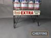 Esso Extra Motor Oil bottle stand with double sided signage, complete with 8no. correct Esso Extra glass quart bottles - 12