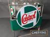 Castrol Motor Oil bottle stand with double sided enamel signs, complete with 9no. glass Castrol quart bottles with caps - 2