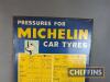 Michelin Pressures For Car Tyres printed tin workshop sign, 29.5x12ins - 2